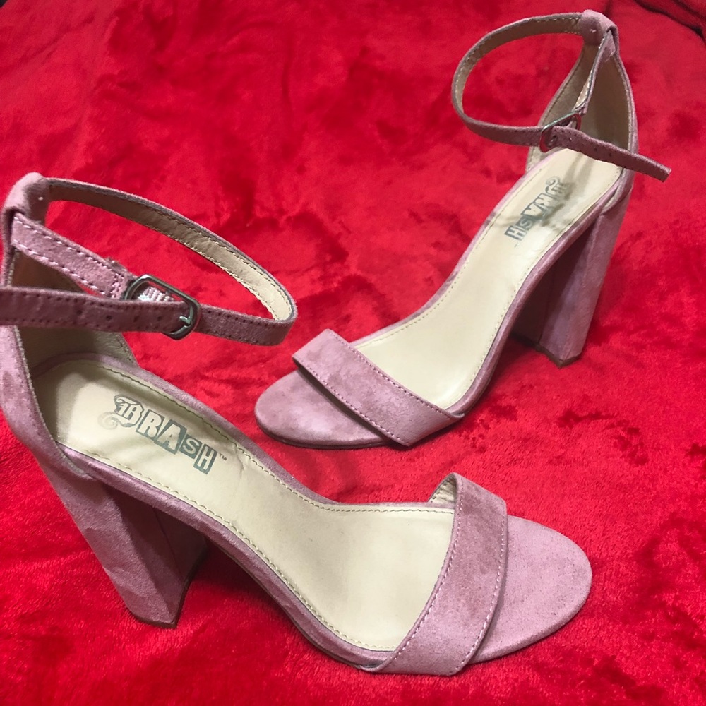 Suede ankle strap heels